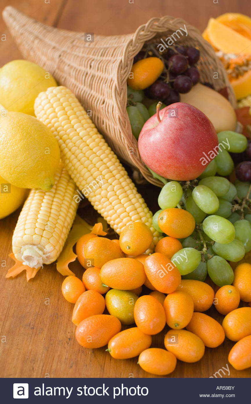 Cornucopia with fruit and vegetables Stock Photo: 15943454 ...