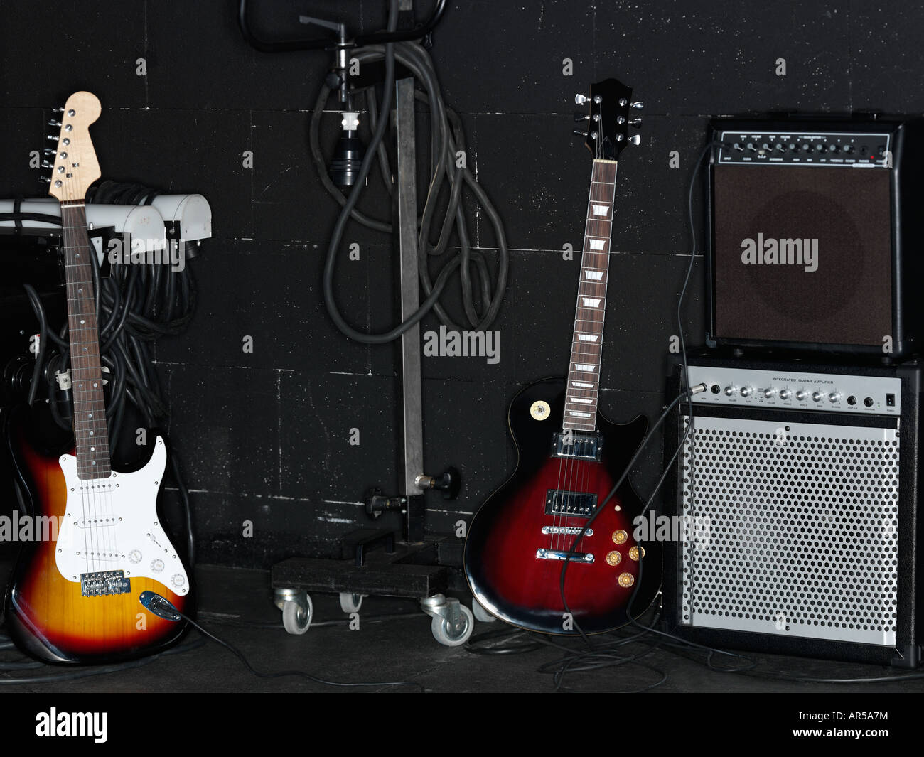 Electric guitars and amplifier Stock Photo Alamy