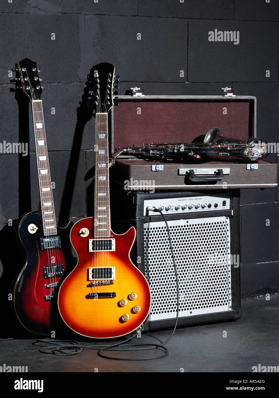 Musical instruments and amplifier Stock Photo Alamy