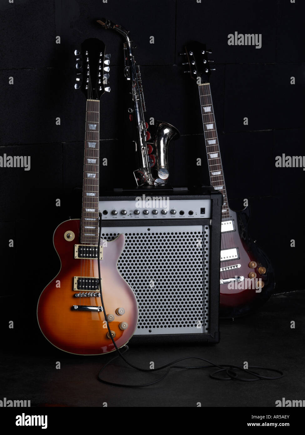 Musical instruments and amplifier Stock Photo Alamy