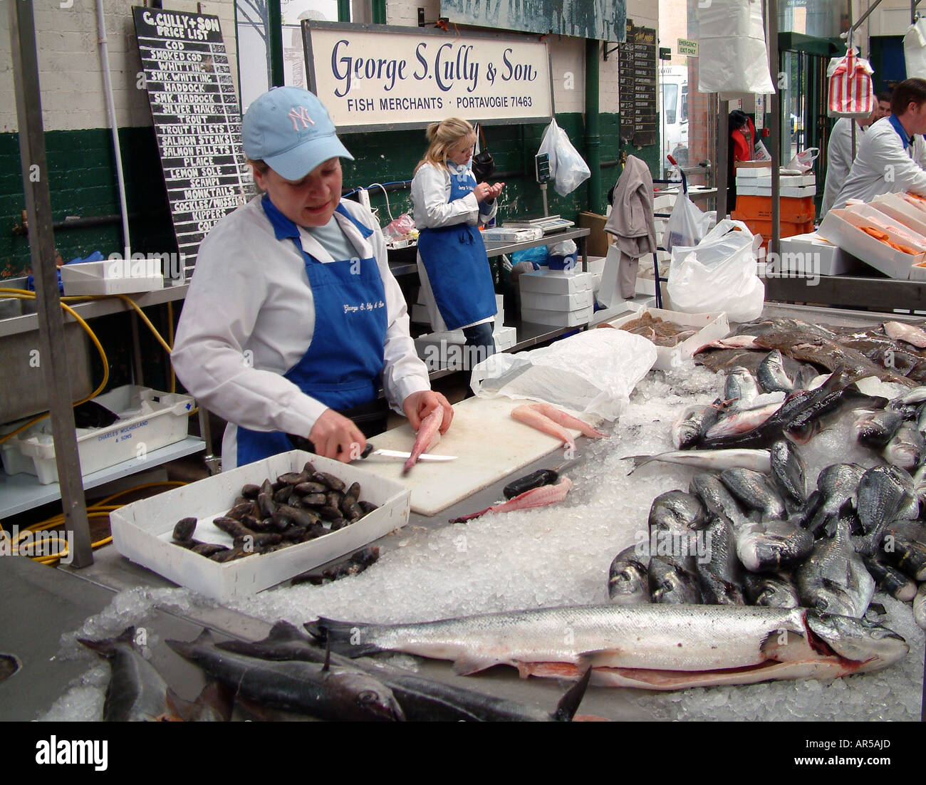 Fish stall at St Market Stock Photo Alamy