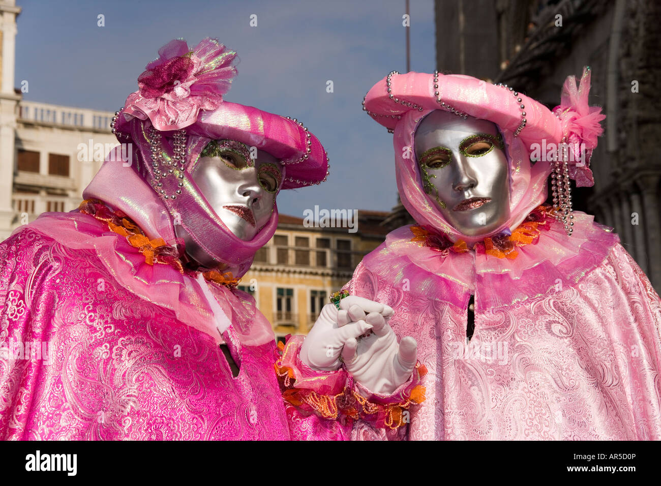 Revellers in mask and costume at the Venice carnival in St Mark's ...