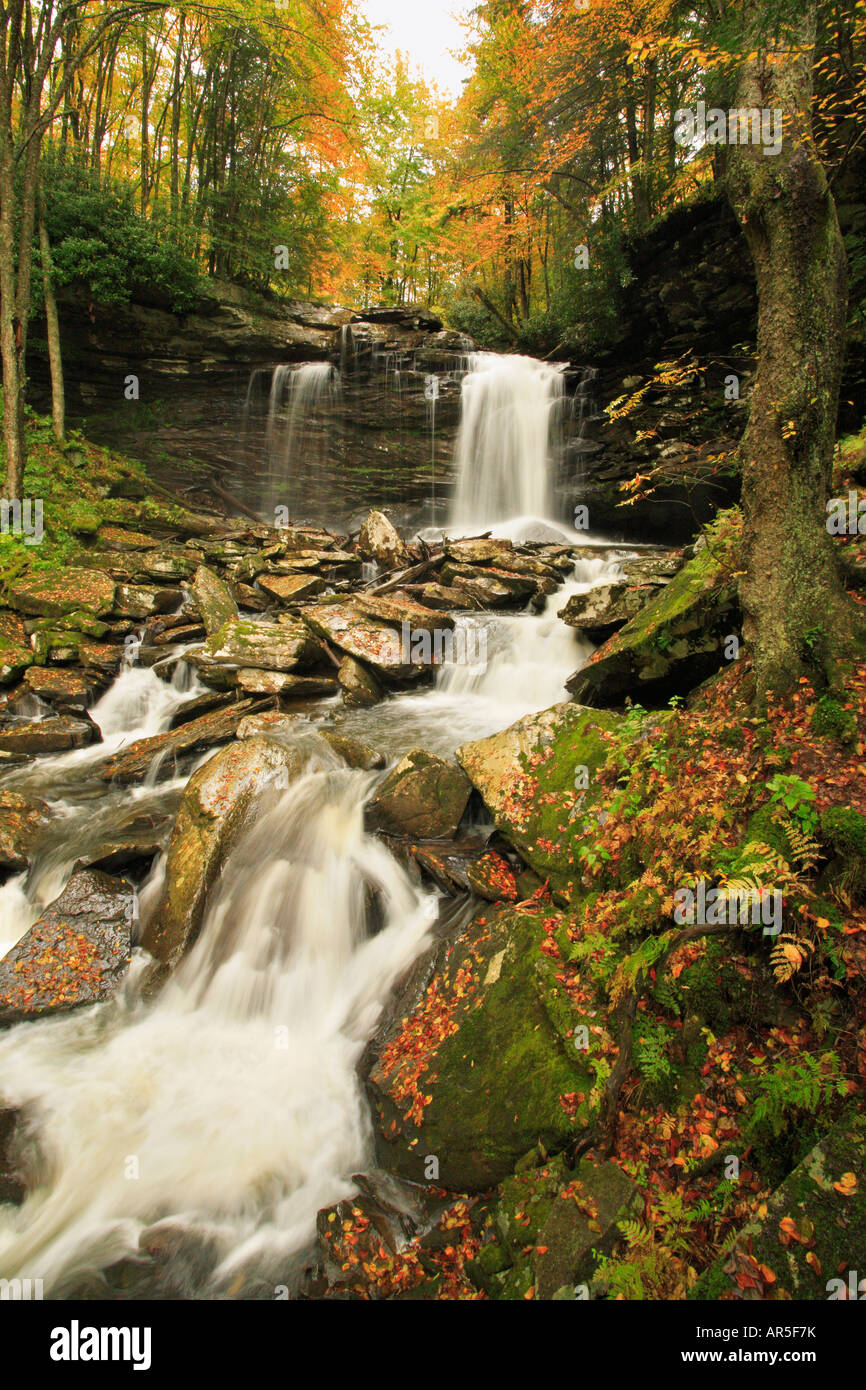 Middle Falls, Falls of Hills Creek, Richwood, West Virginia, USA Stock