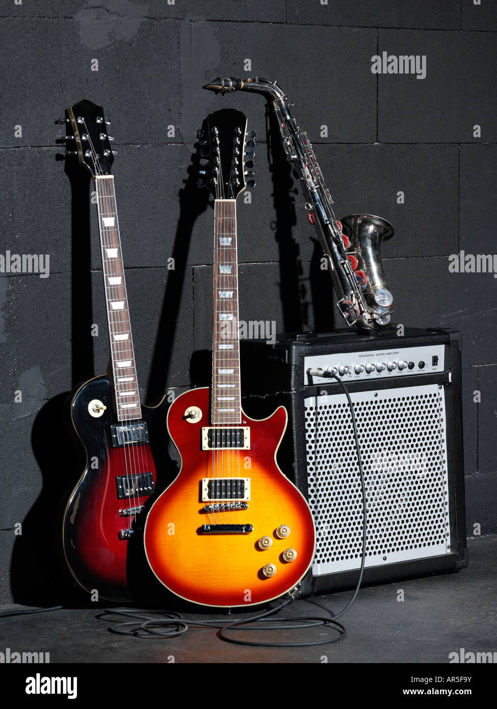 Musical instruments and amplifier Stock Photo Alamy