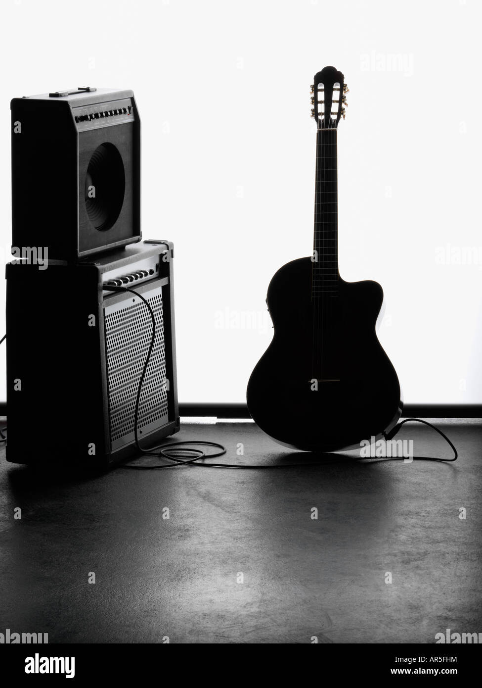 Amplifier and electric guitar Stock Photo Alamy