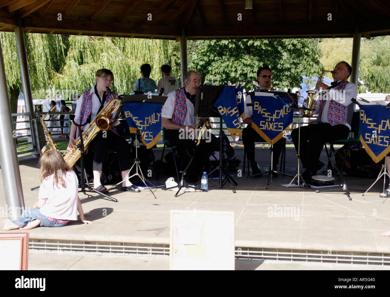 Brass band playing at Henley Oxfordshire Stock Photo Alamy