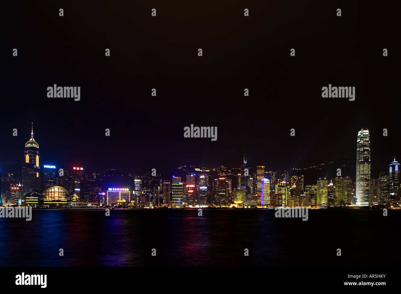 Hong kong skyline at night Stock Photo - Alamy