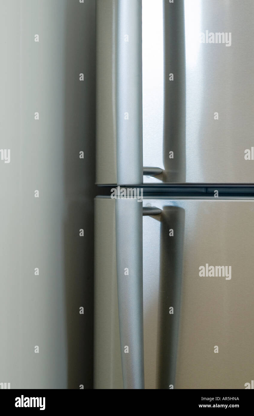 Detail of stylish double door refrigerator Stock Photo