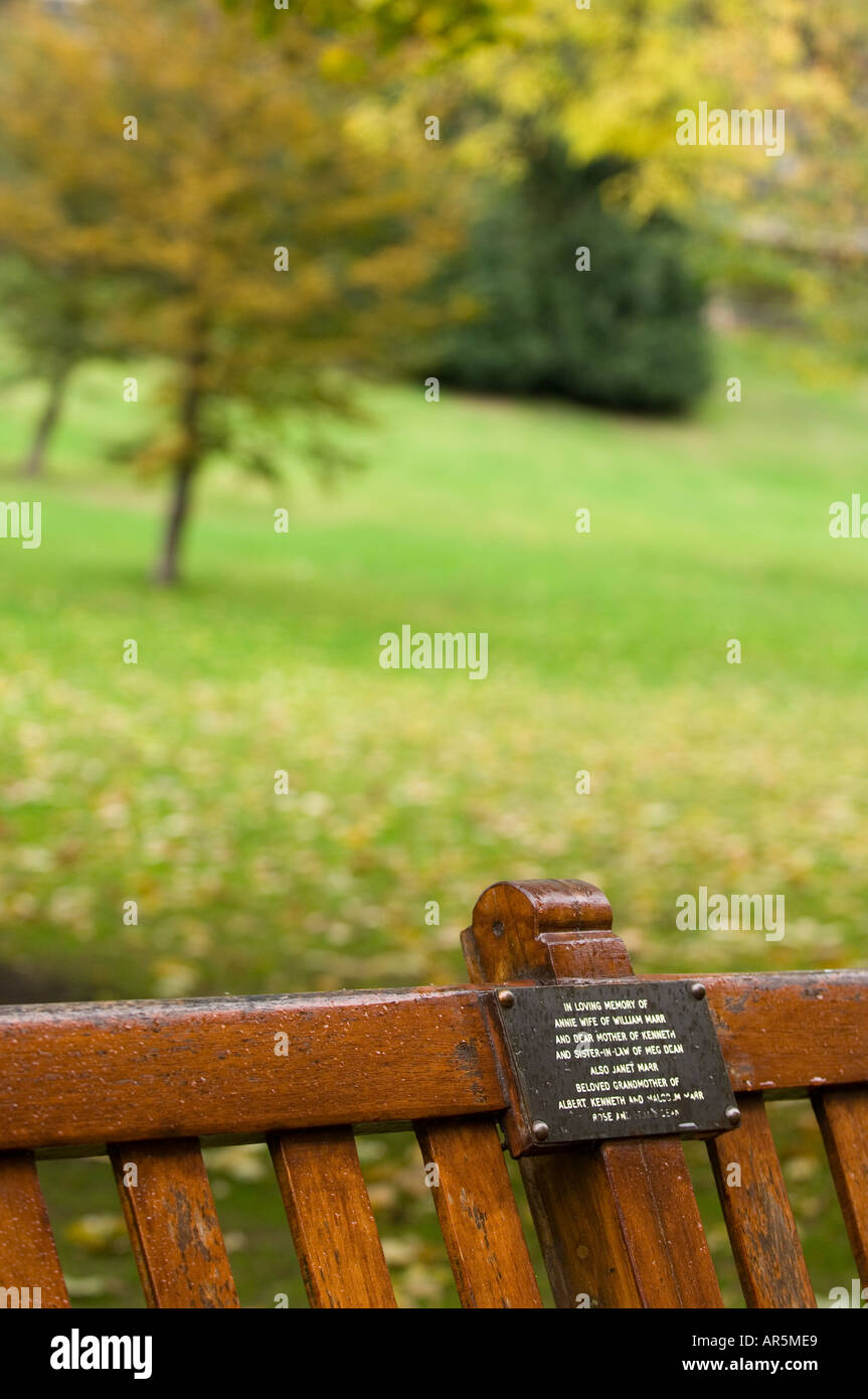 Dedicated Bench In A Park Edinburgh Stock Photo 5206248 Alamy