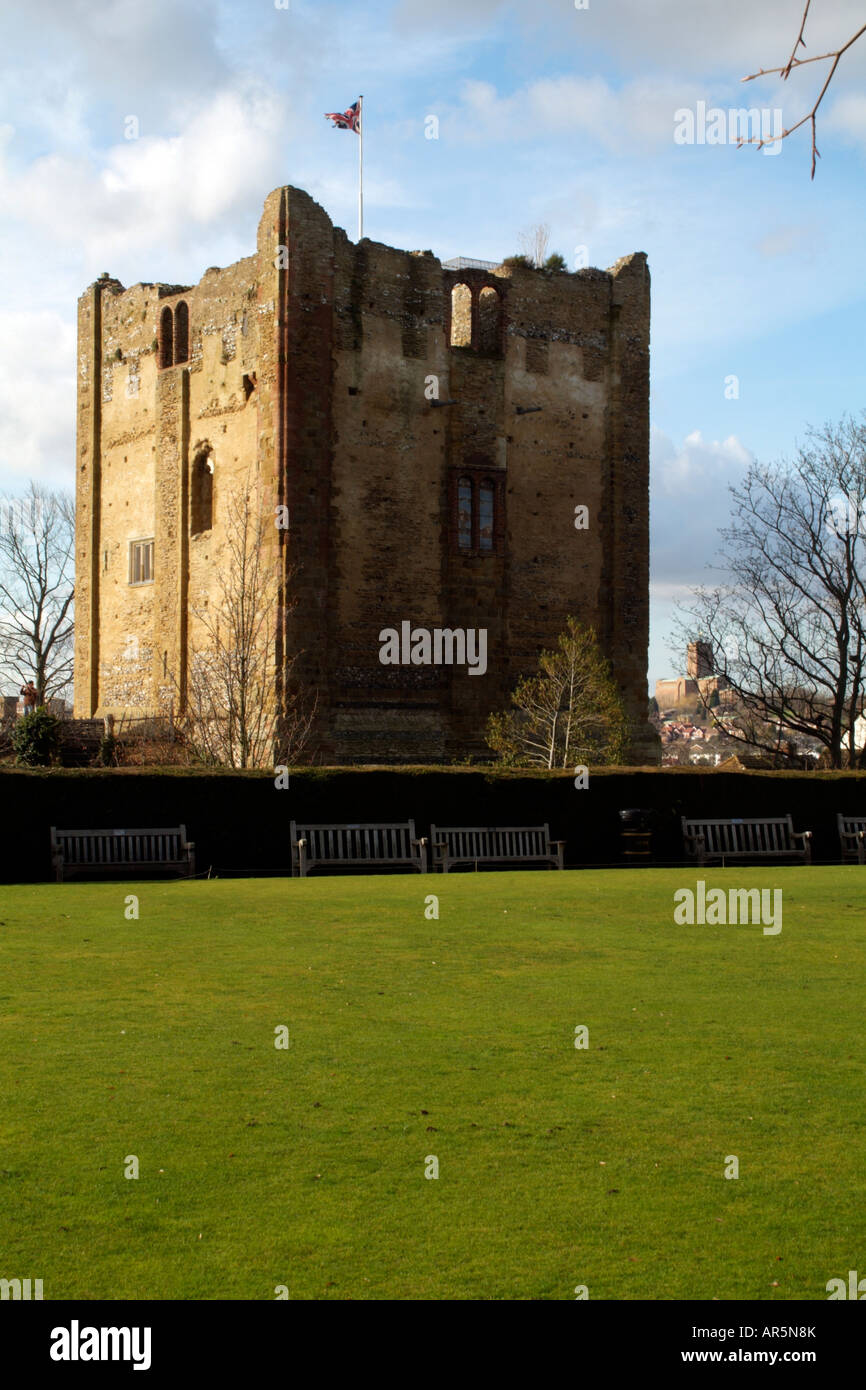 Guildford Castle Keep and Historic Bowling Green Surrey England UK Stock Photo