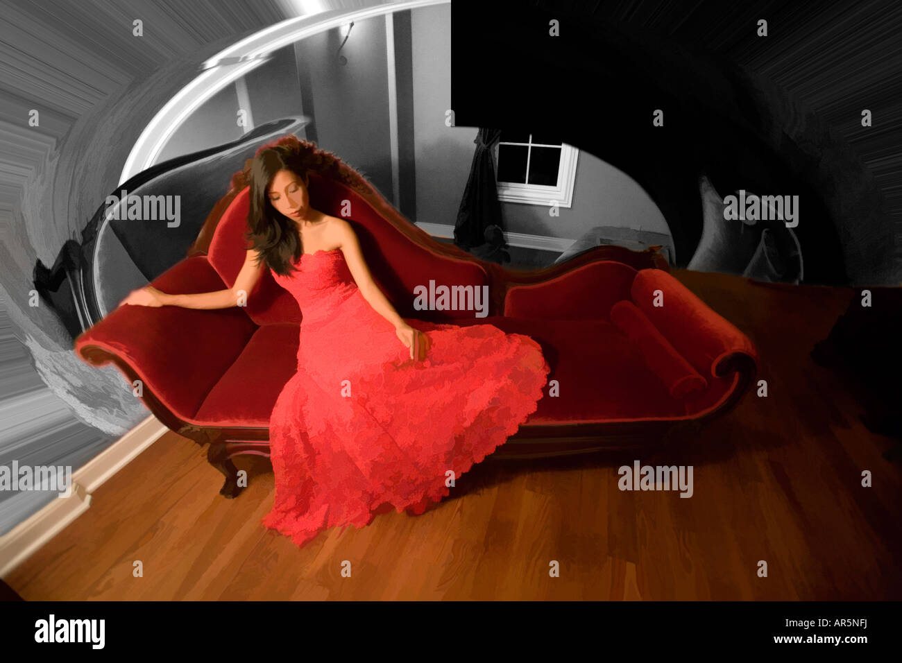 Woman in red Stock Photo