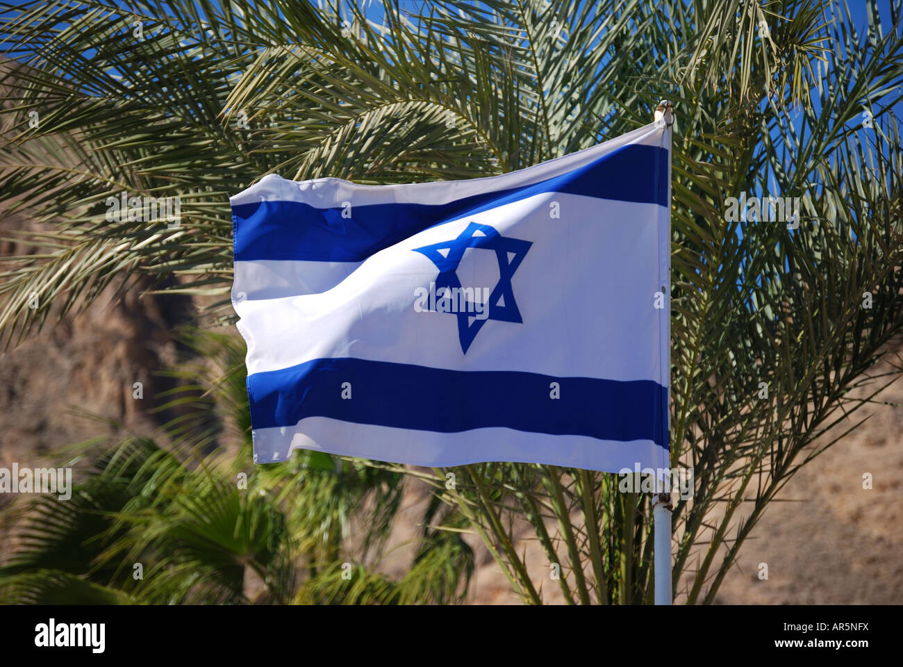 Israeli flag, Eilat, South District, Israel Stock Photo