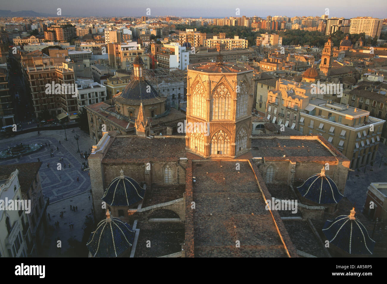 View from Miguelete (Cathedral) to Cathedrals and Valencia, Valencia, Spain Stock Photo