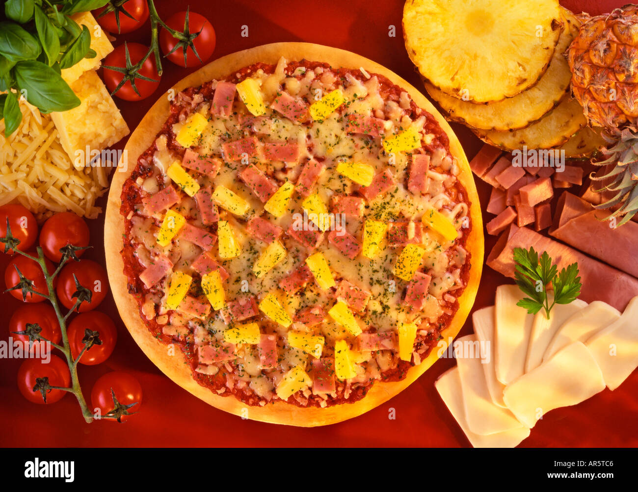HAM AND PINEAPPLE PIZZA Stock Photo Alamy