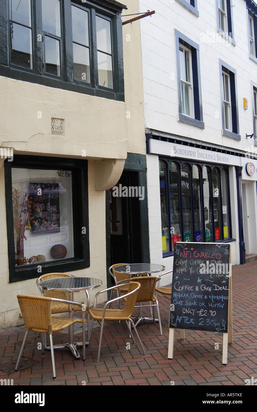 WiFi enabled cafe. Wireless network, internet hotspot Stock Photo