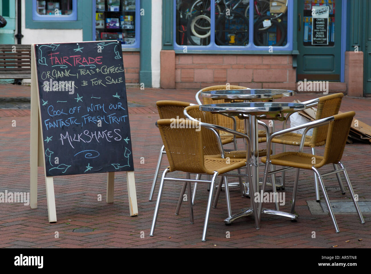 WiFi enabled cafe. Wireless network, internet hotspot Stock Photo