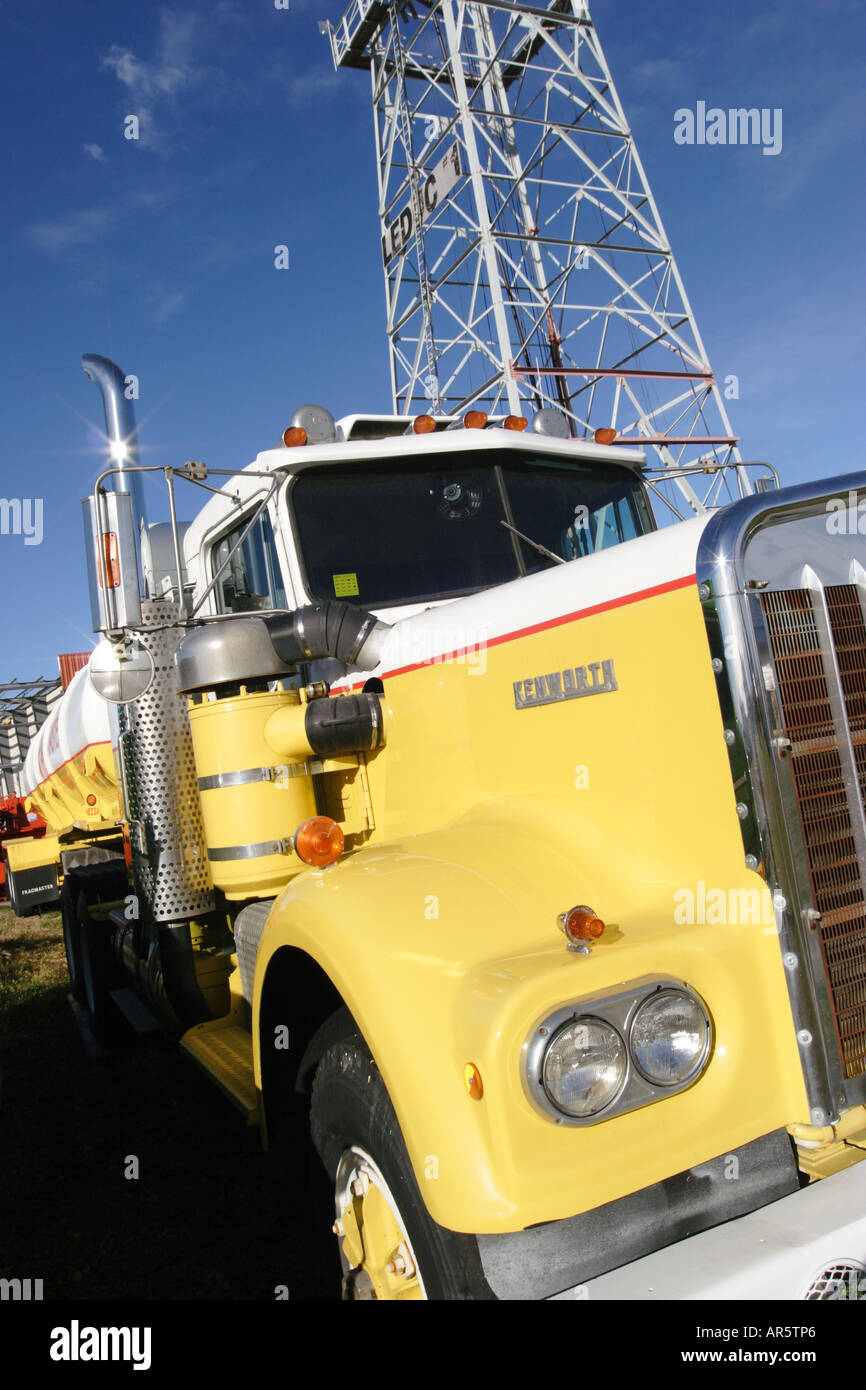 Oil industry truck at rig site Stock Photo Alamy