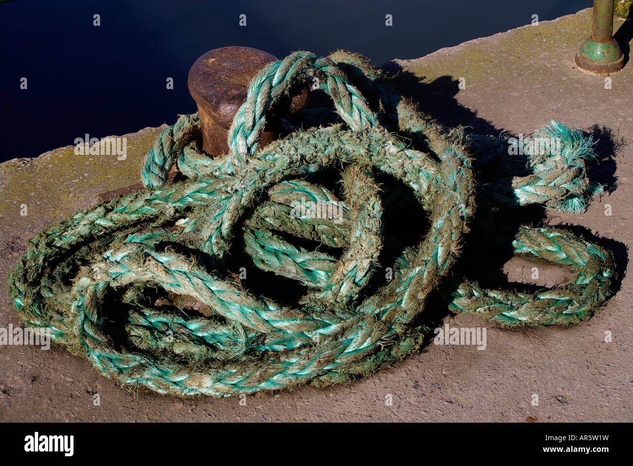 old rope of moor ships Stock Photo