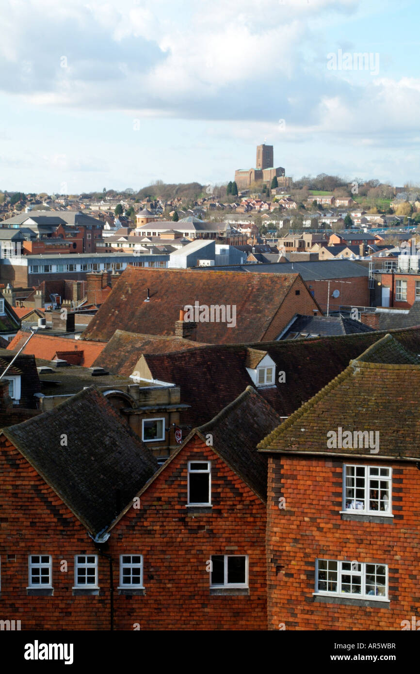Town Centre Property in Guildford Surrey England Overlooked by the Cathedral situated out of town on a hill Stock Photo