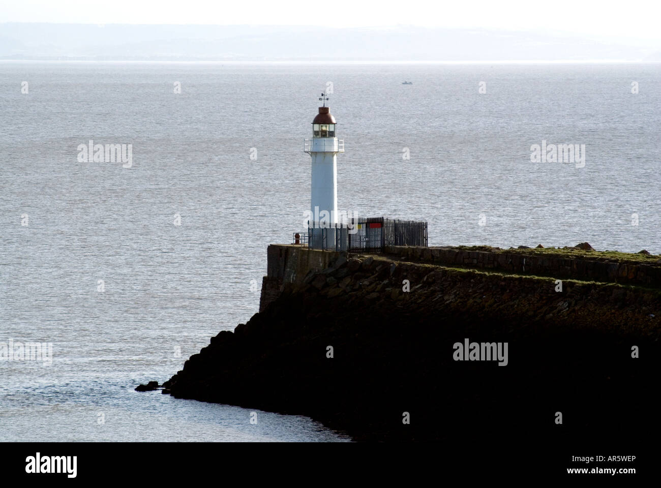 breakwater and light house barry vale of glamorgan south wales uk Stock Photo