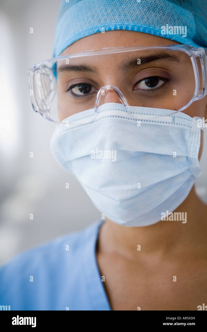 Female doctor wearing surgical mask Stock Photo Alamy