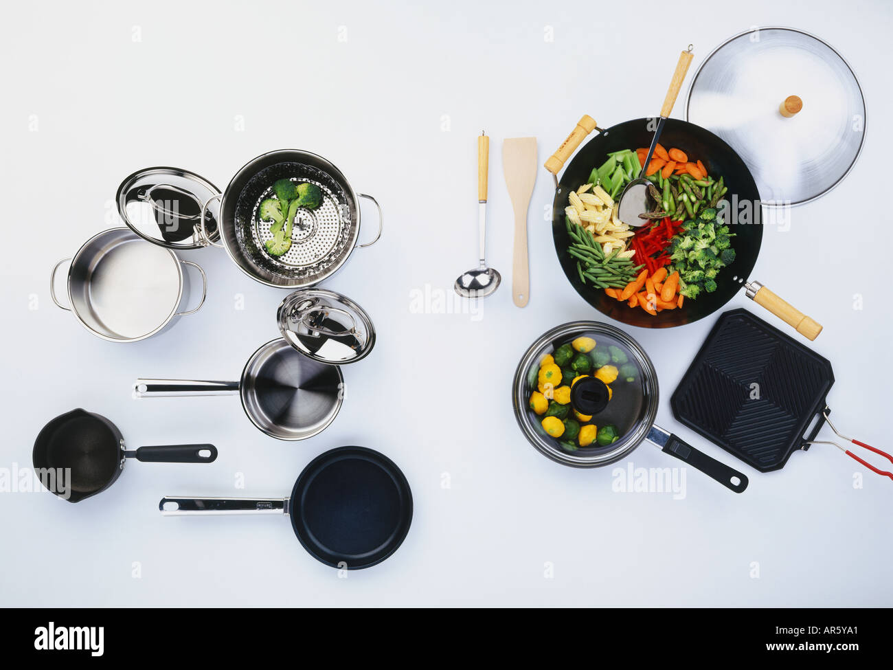 A set of healthy pots and pans Stock Photo Alamy