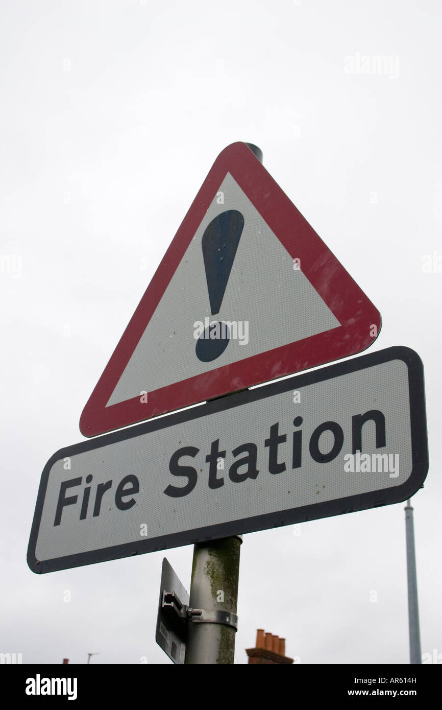 Fire Station road sign Stock Photo - Alamy