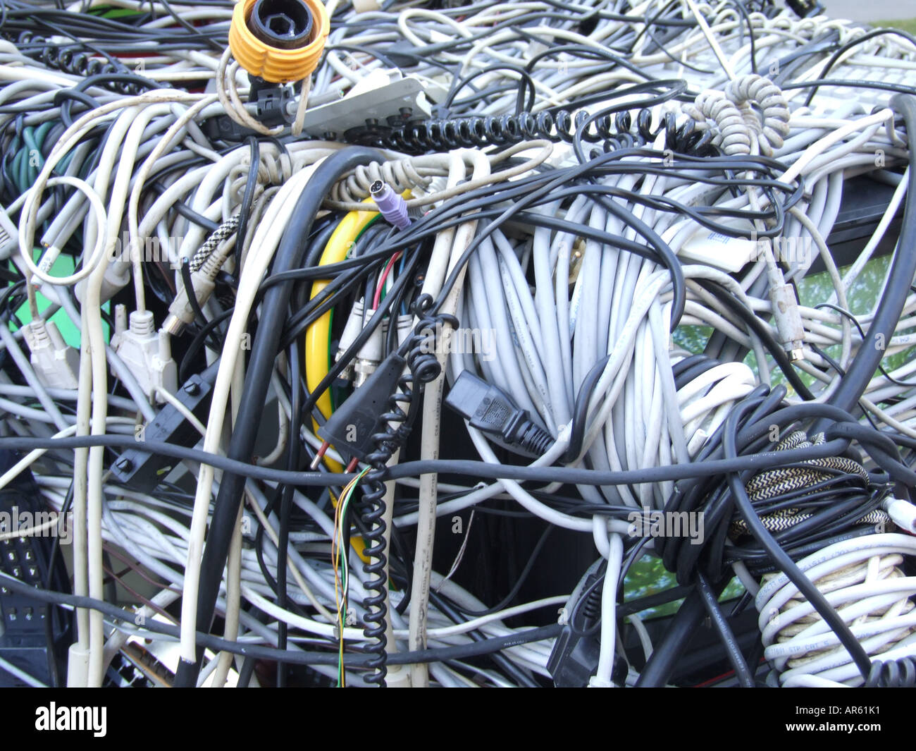 Rubbish cables wrapped together Stock Photo Alamy
