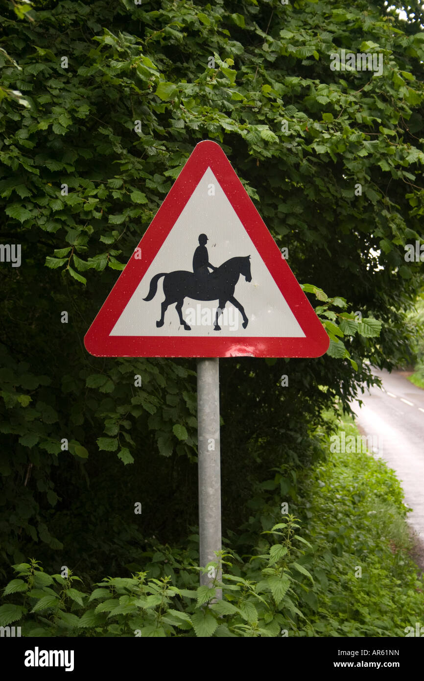 Horses and Riders road sign Stock Photo