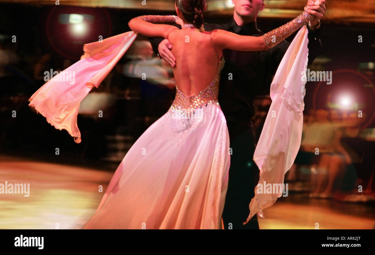 crop ballroom dancers Stock Photo