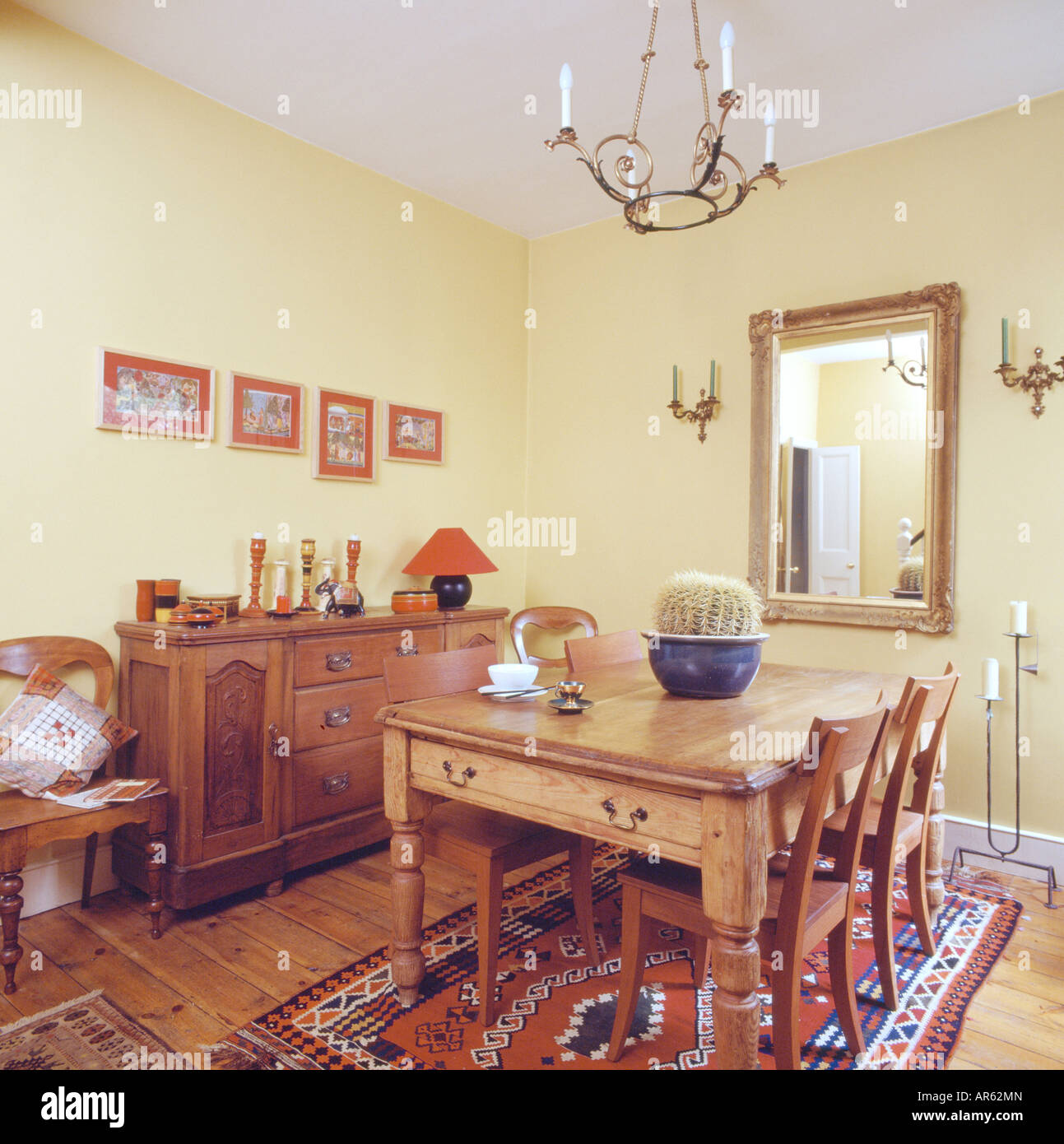 Interiors yellow diningrooms traditional hires stock photography and