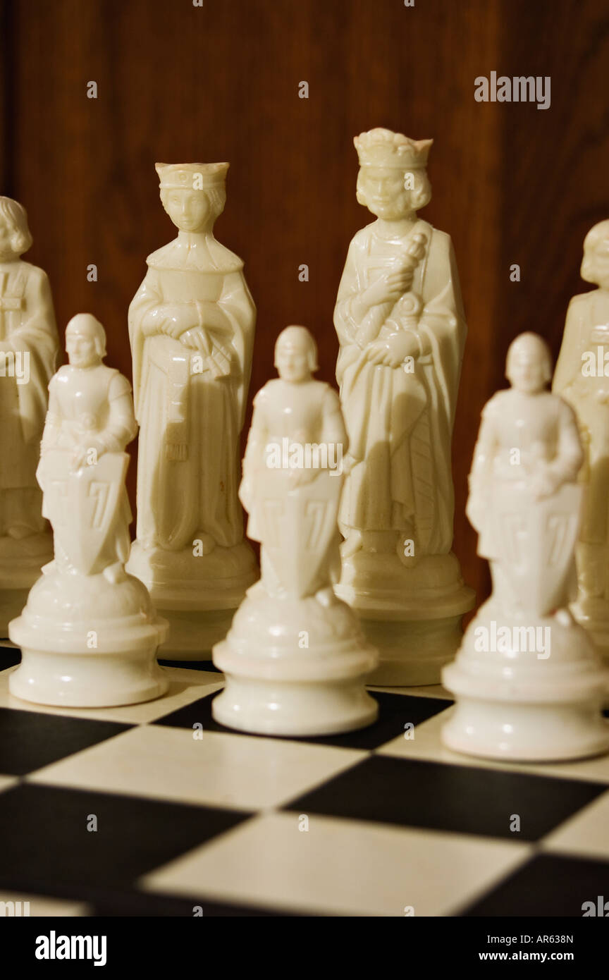 Chess Pieces on Board Stock Photo