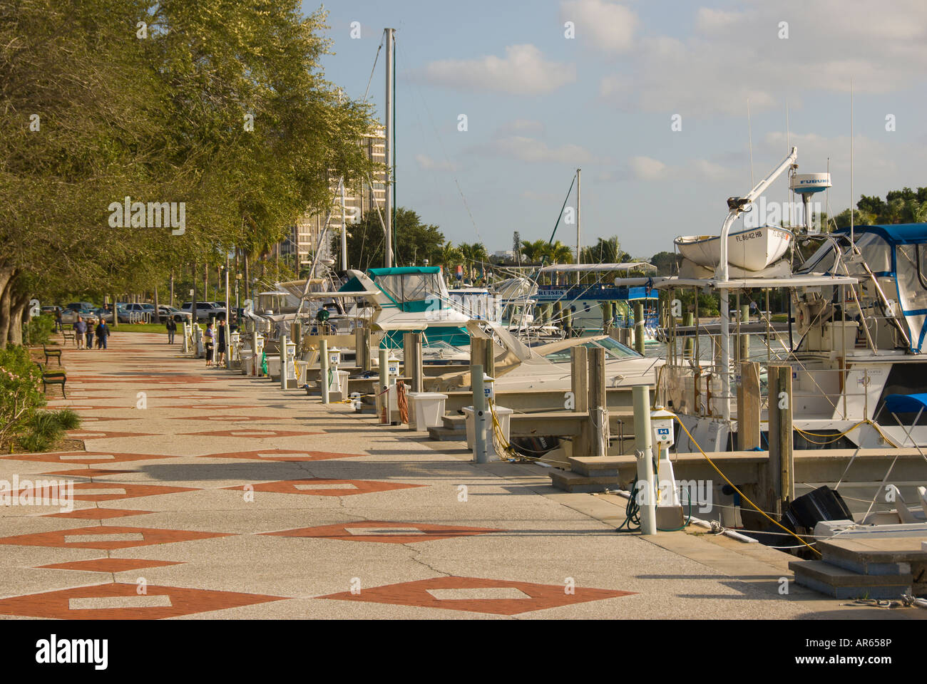 Sarasota Florida boats at Marina Jacks sarasota bayfront downtown skyline  Stock Photo - Alamy