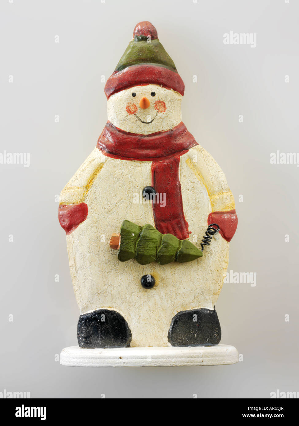 festive wooden 'Christmas snowman' decoration Stock Photo