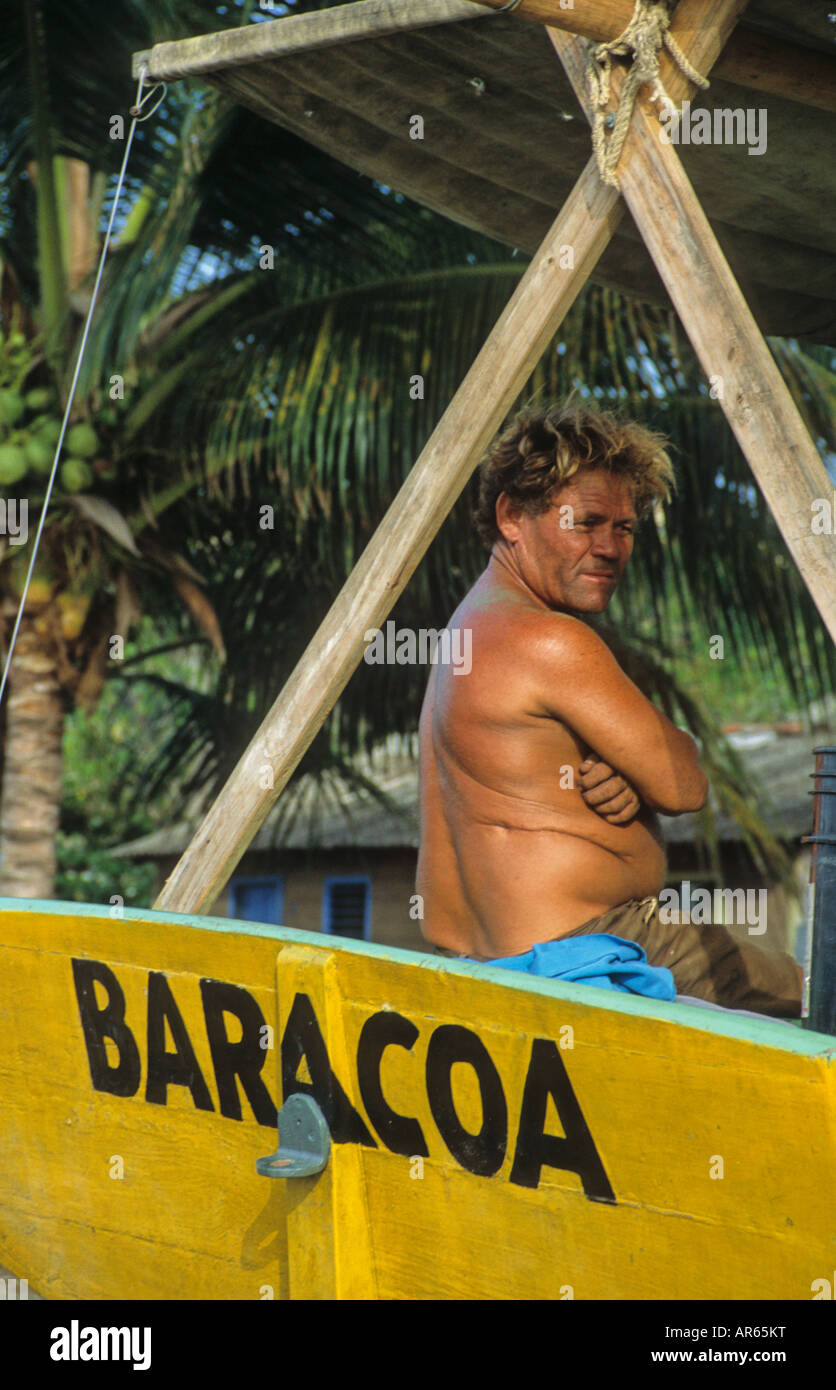 Boat builder, Baracoa, Cuba Stock Photo