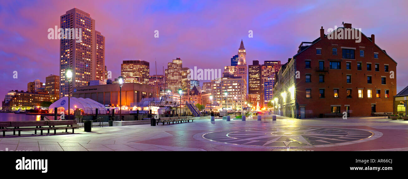 Panoramic shot of downtown Boston city at night. High resolution file Stock  Photo - Alamy