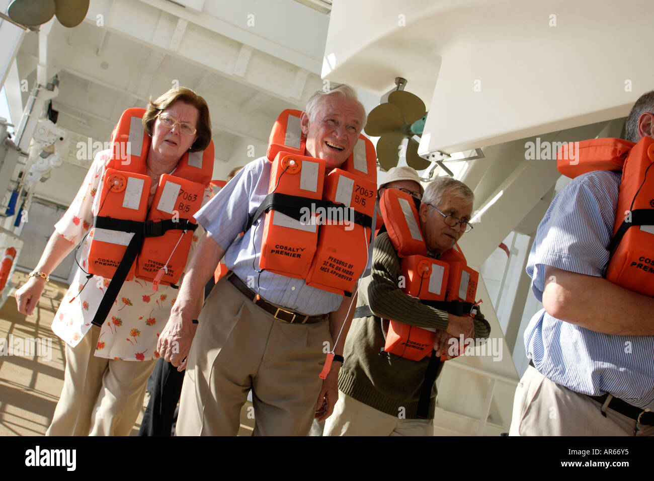 emergency drill, deck, cruise ship MS Delphin Renaissance, Cruise Bremerhaven, South England