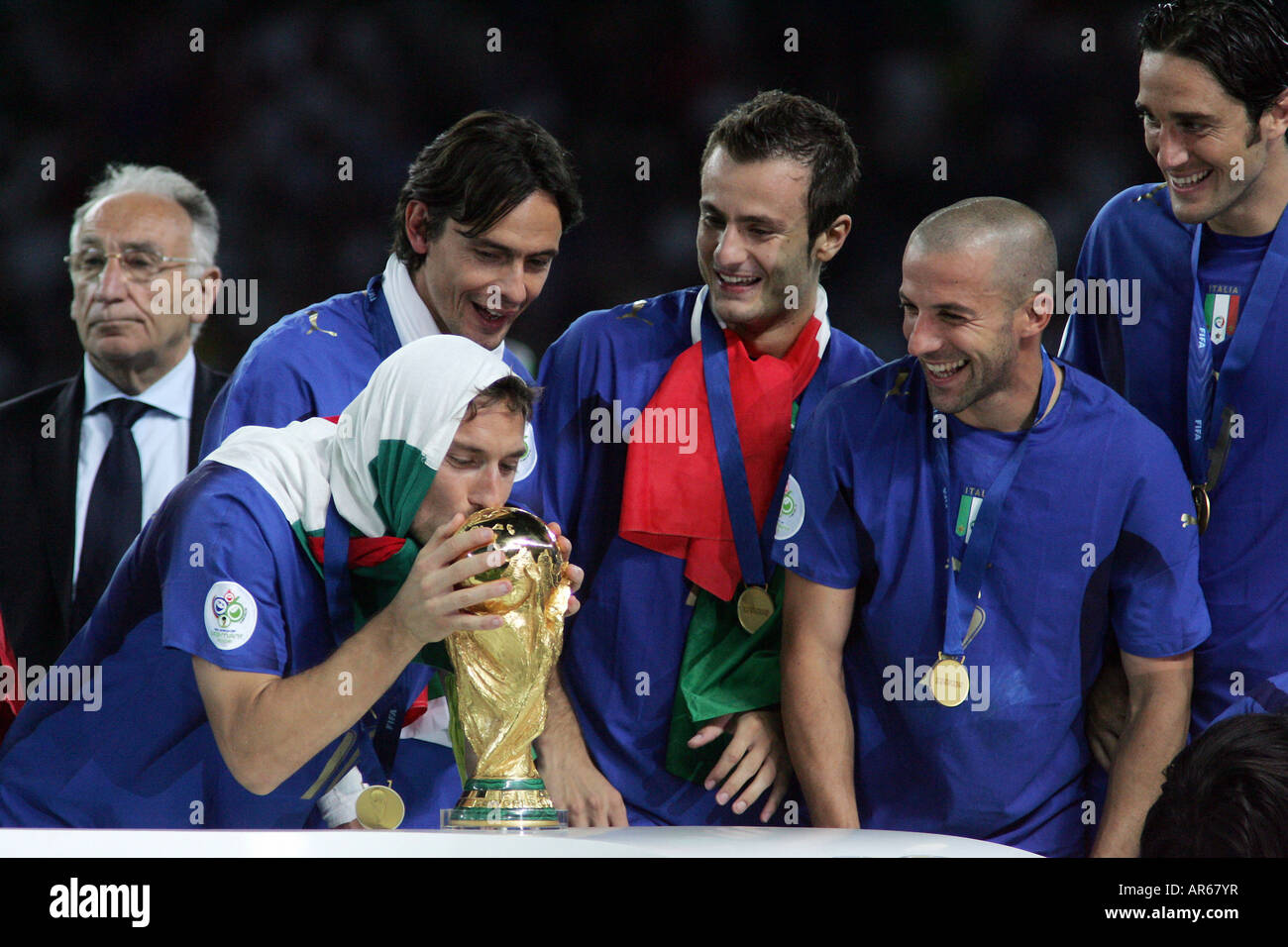 Italian national football team with the FIFA World Cup Trophy Stock Photo