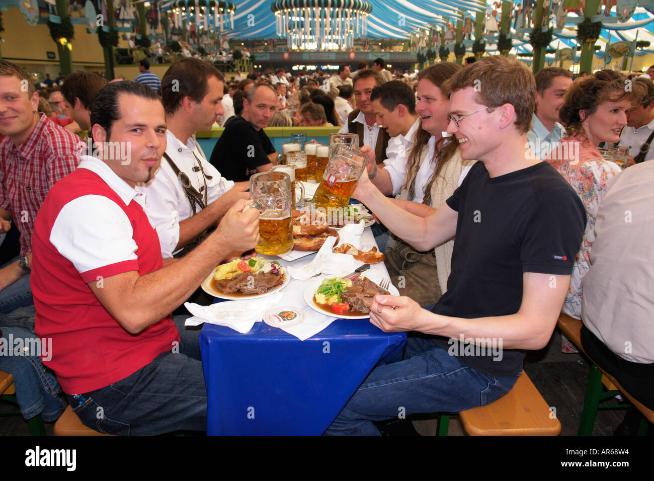 Europe Germany Munich Beer Festival Oktoberfest people dancing and ...