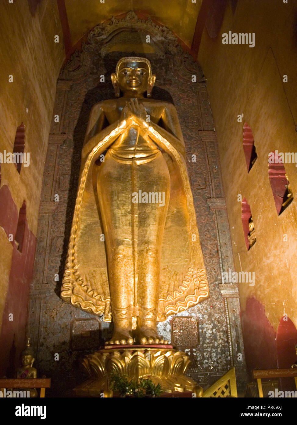 standing Buddha statue in the old temples of Bagan Myanmar Stock Photo ...