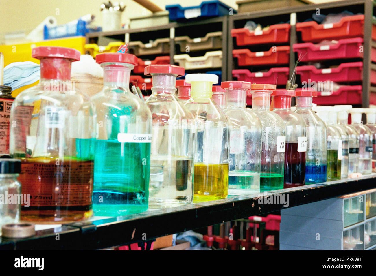 Bottles in laboratory Stock Photo Alamy