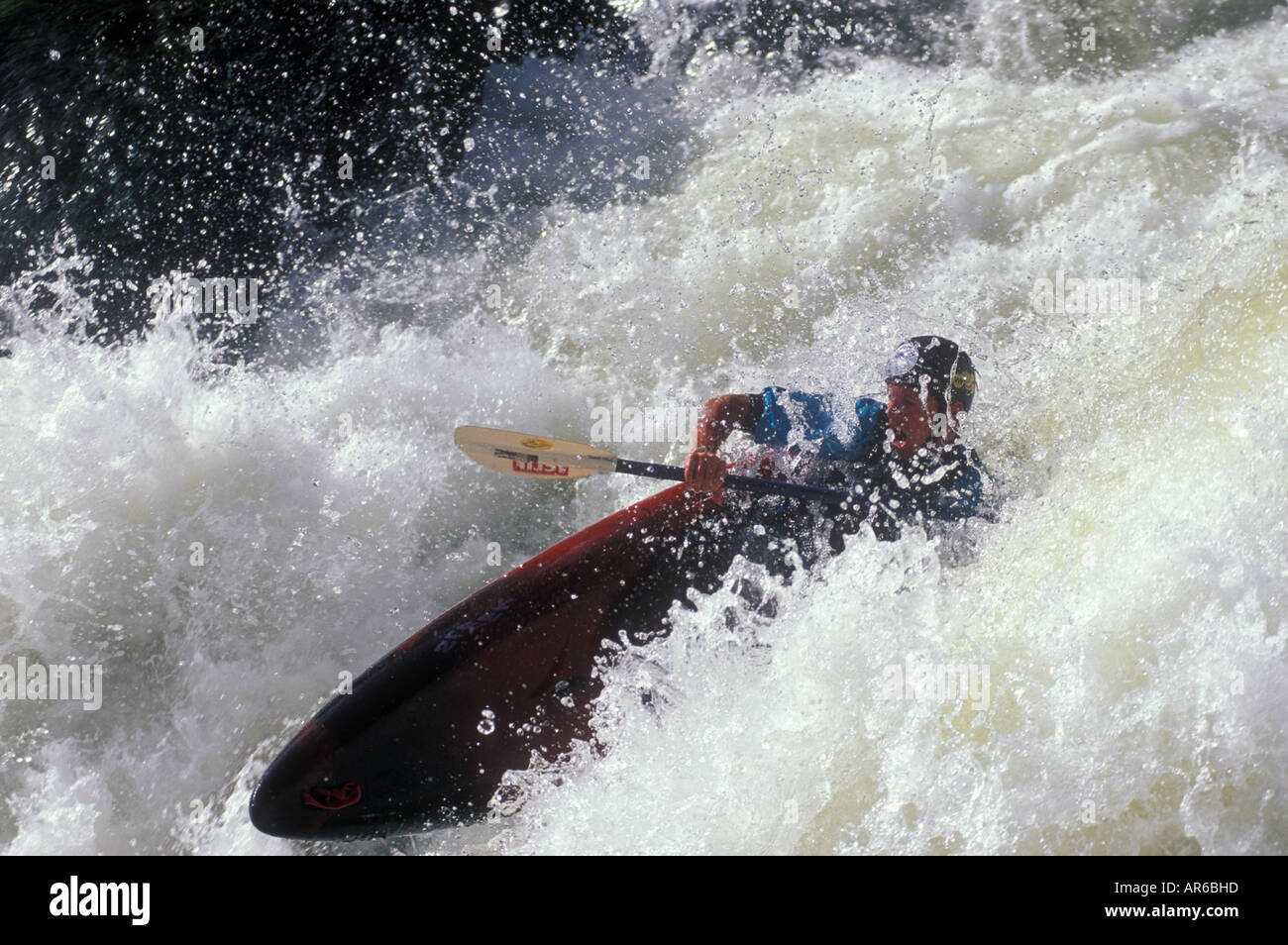 Whitewater kayaker, Gore Canyon, Colorado River, Colorado Stock Photo