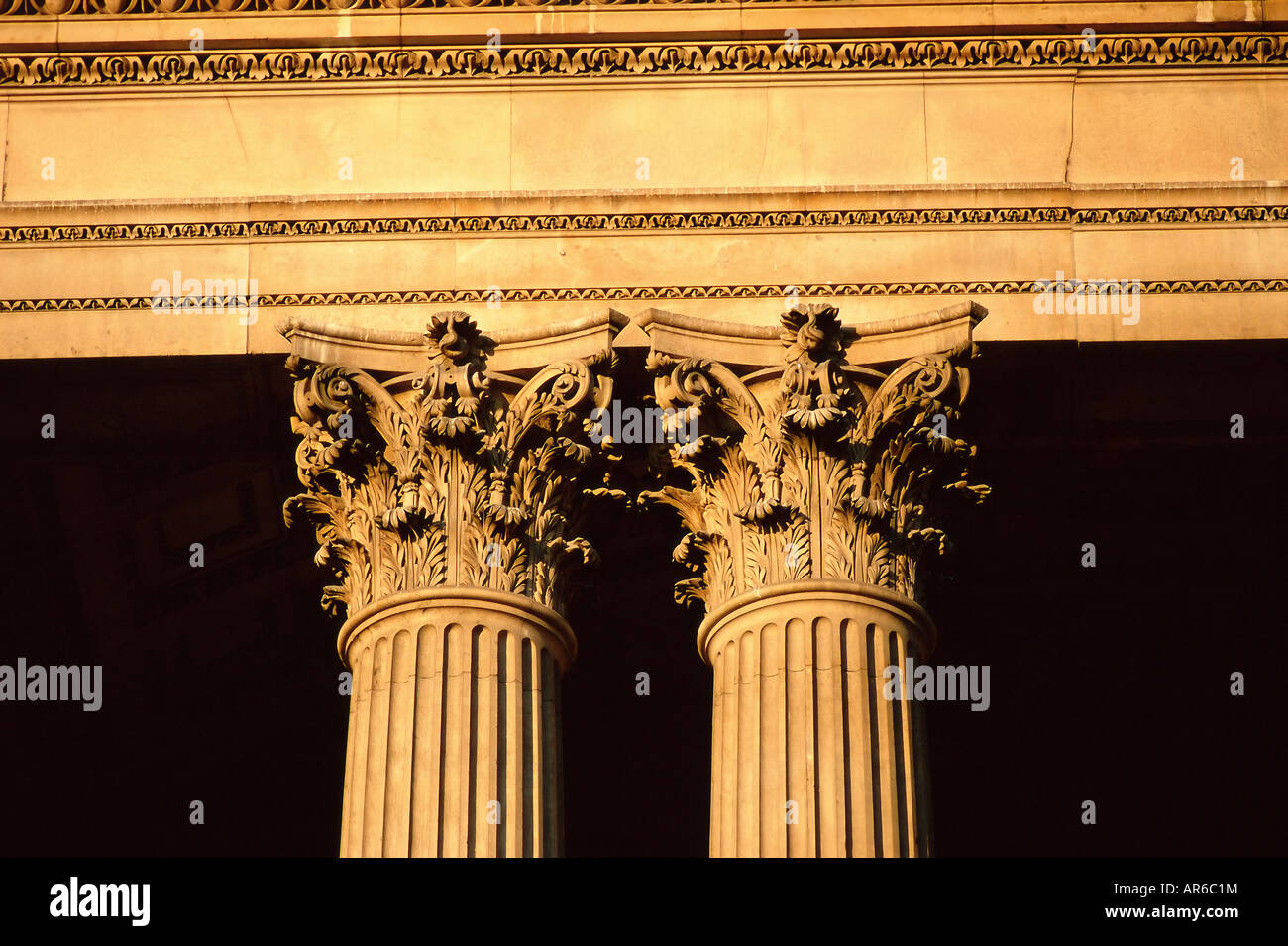 St Paul's Corinthian columns from Ludgate Hill Stock Photo