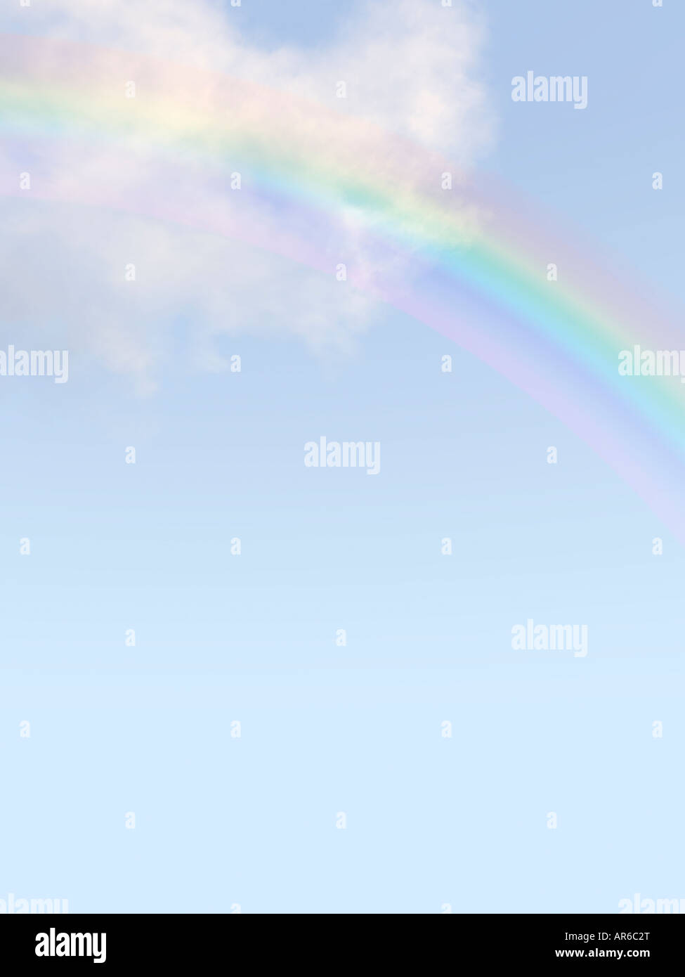 Blue sky with clouds and rainbow Stock Photo - Alamy