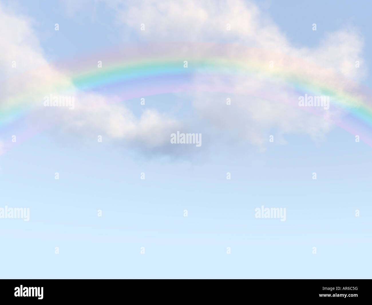 Blue sky with clouds and rainbow Stock Photo - Alamy