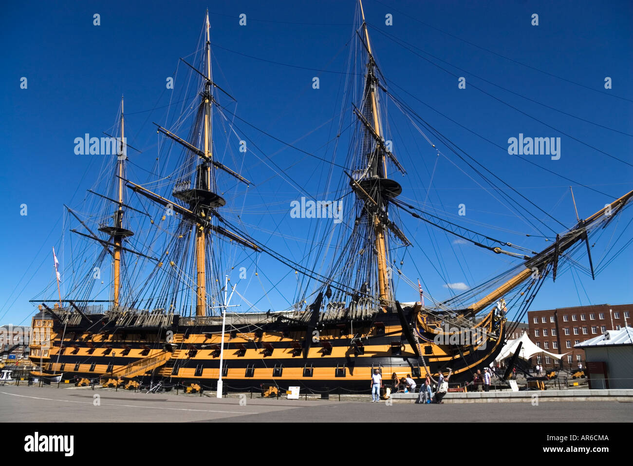 Vice Admiral Lord Neslon's flagship HMS Victory on display at the Portsmouth Historical Dockyard Stock Photo