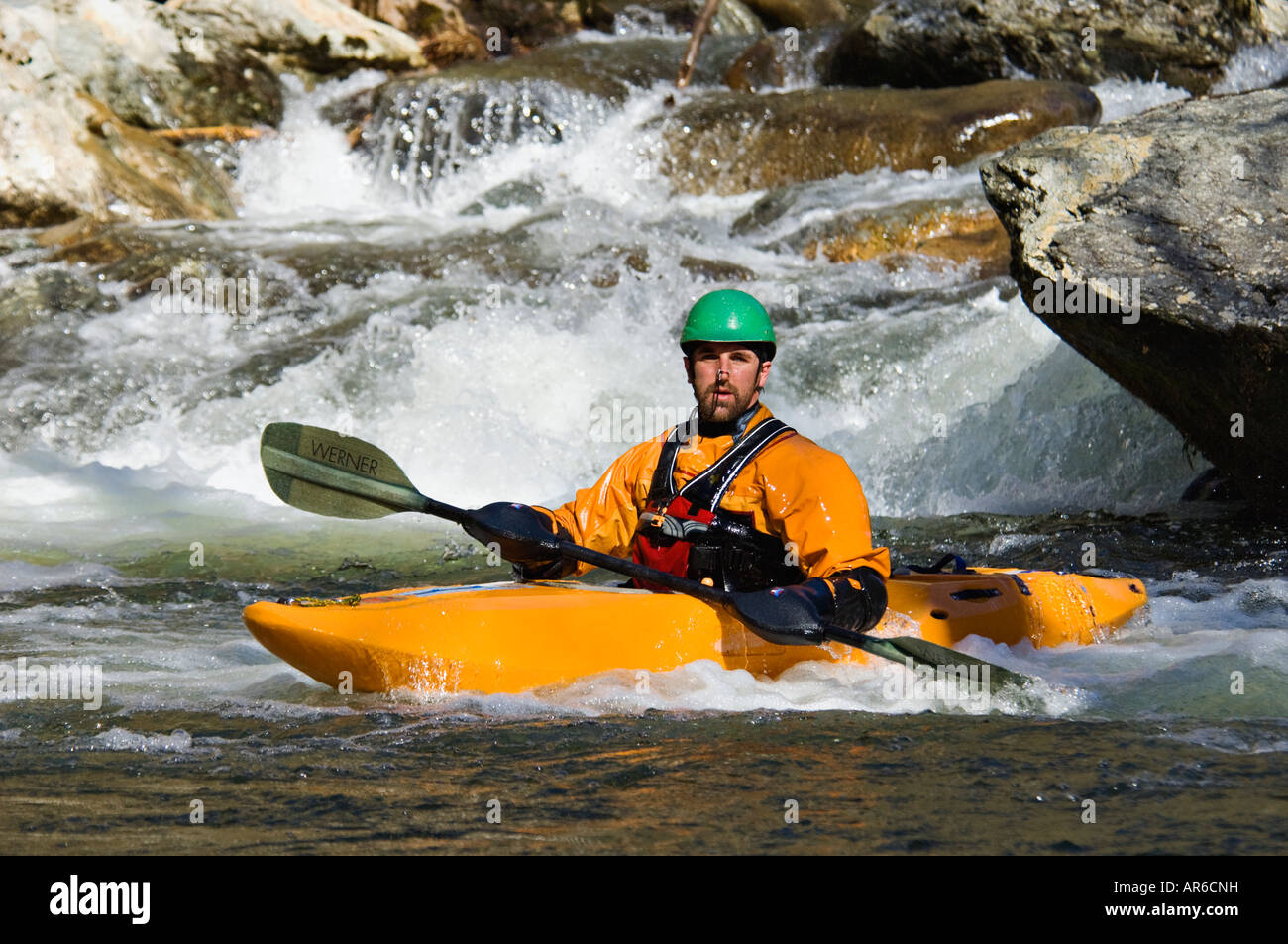 Man Kayaking on the Little River Great Smoky Mountains National Park Tennessee Stock Photo Alamy