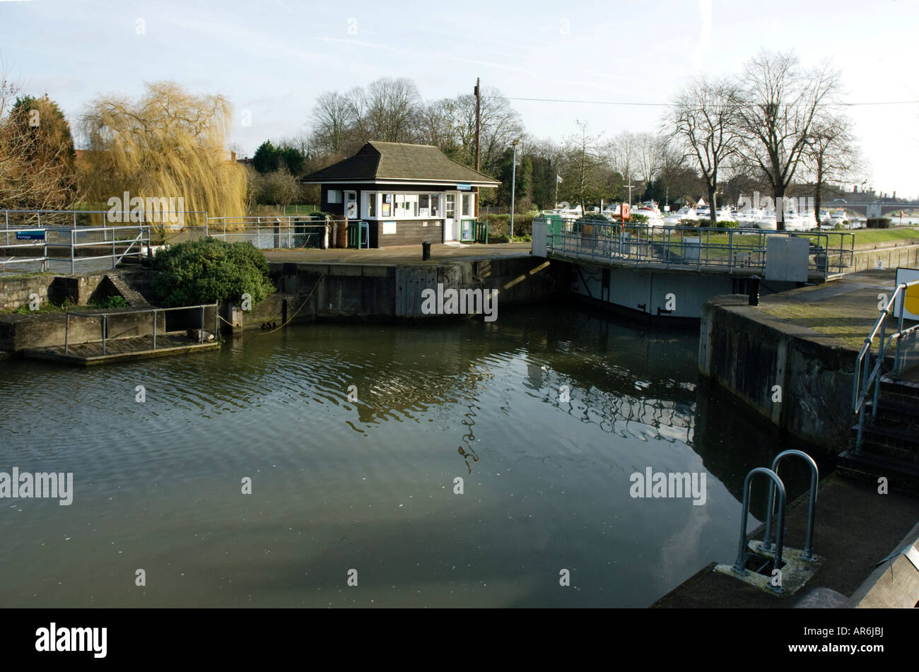 Molesey Lock on calm day Stock Photo