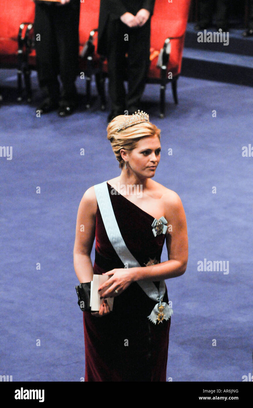 Swedens Princess Madeleine seen at the Nobel Prize ceremony in the Stockholm Concert Hall Stock Photo