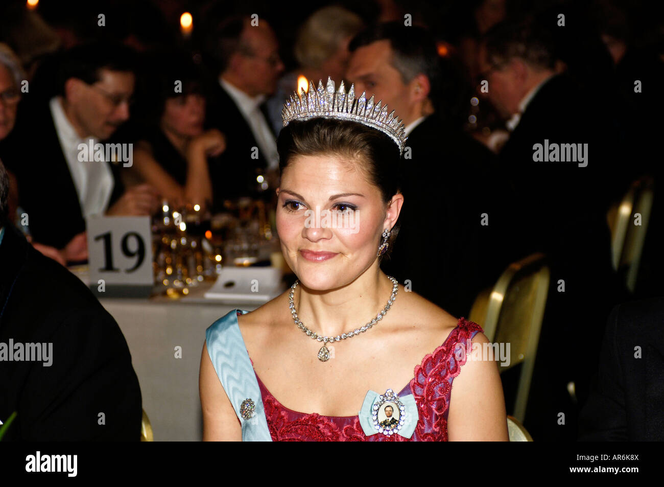 Swedens Crown Princess Victoria at the gala dinner honoring the Nobel Prize Laureates in the Blue Hall in Stockholm City Hall Stock Photo